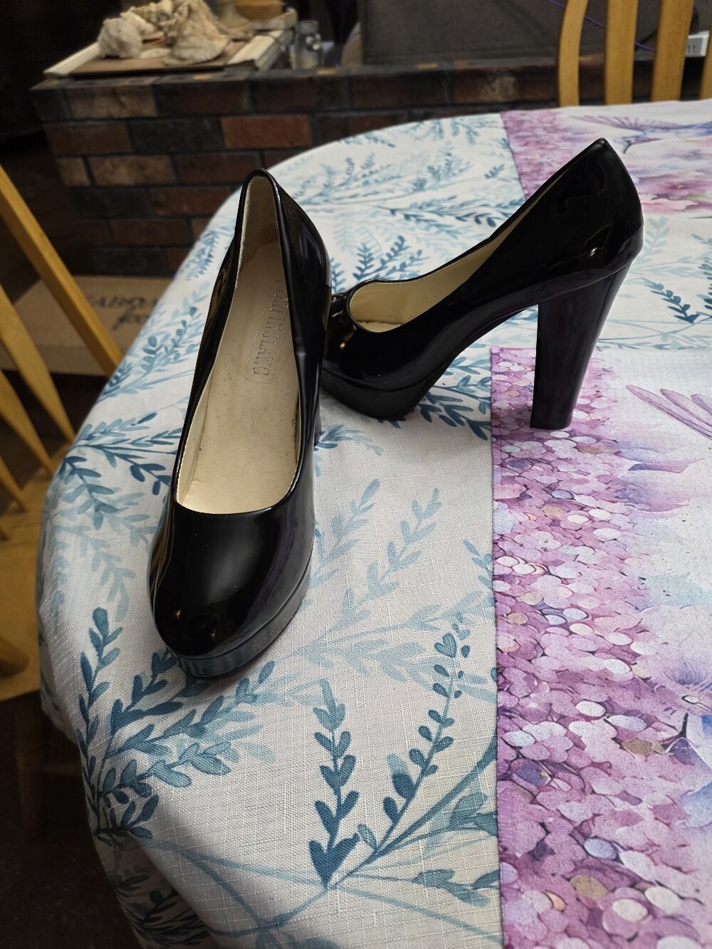 Black Patent Platform High Heel Pumps - Women